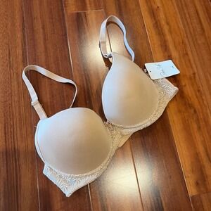 Rene Rofe Beige Bra Style B2389 Underwire Nude Floral Intimates New Size 34B